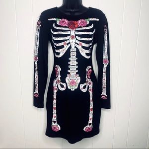 NWT H&M Juniors Long Sleeve Skeleton Mini Dress